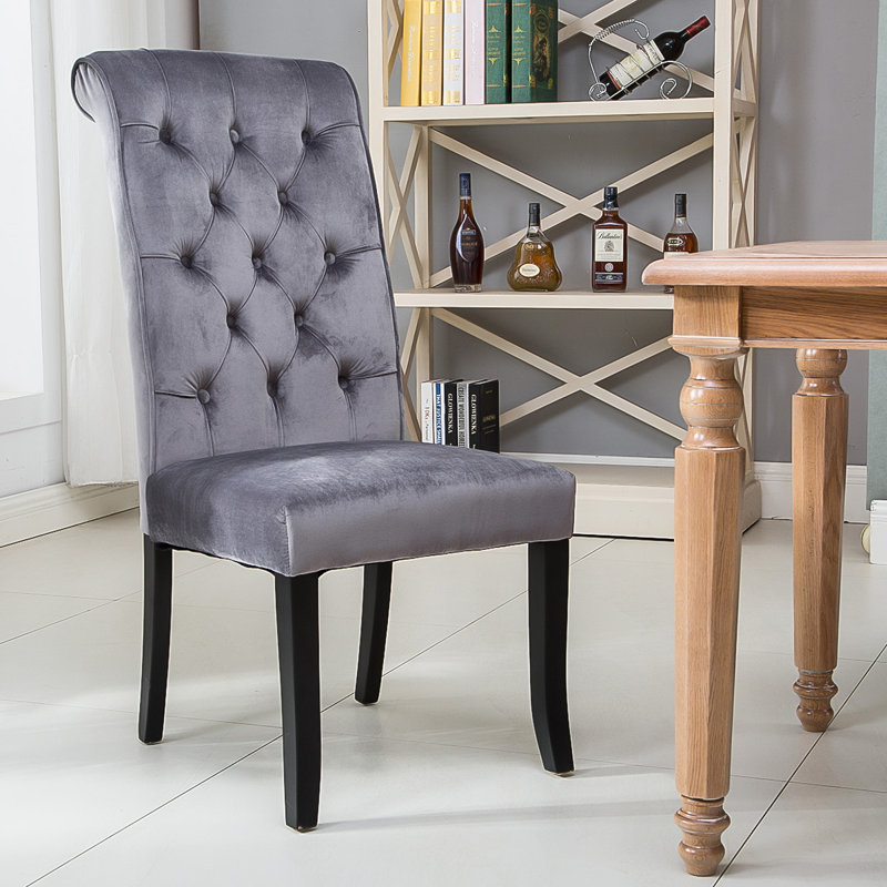 Red Barrel Studio® Evelien Tufted Velvet Upholstered Dining Chair in